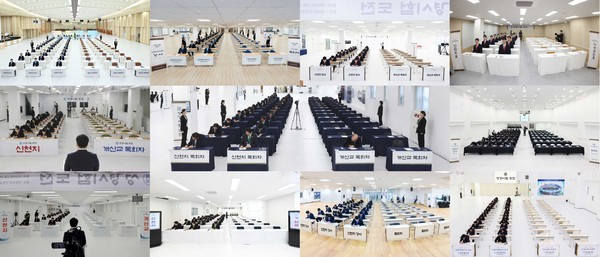 지난 24일 전국 11개 지역에서 ‘성경시험 도전’에 참여한 신천지예수교회 신학강사들과 목회자가 시험을 치고 있는 모습. (사진제공=신천지예수교회)