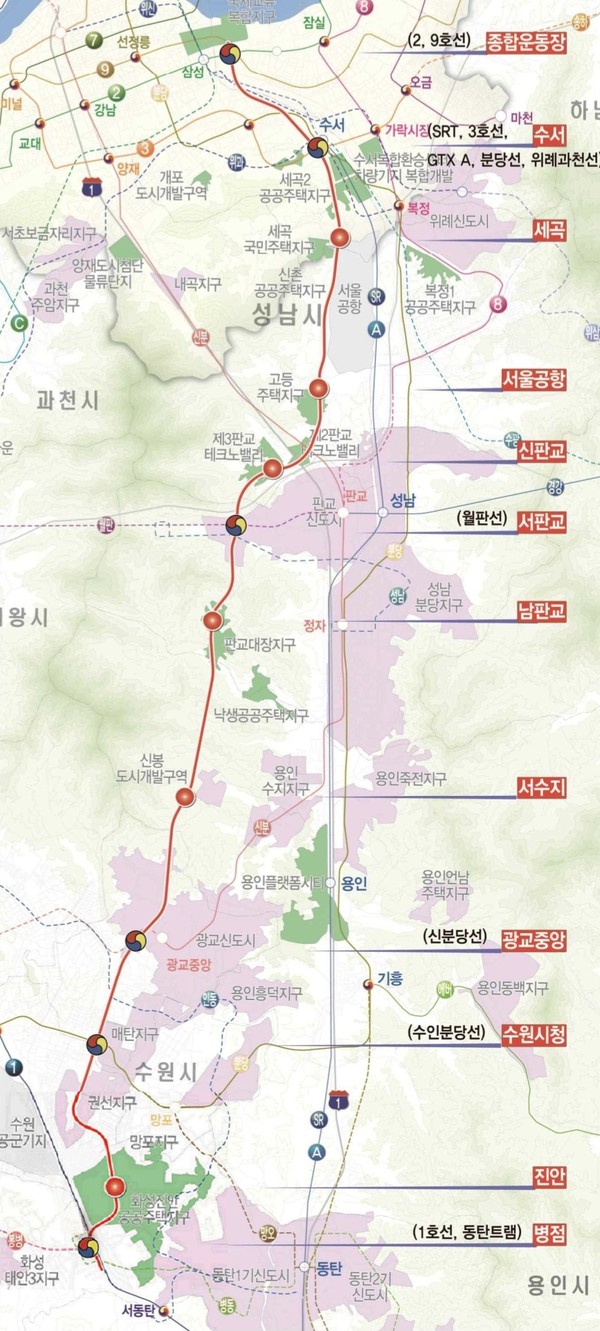 성남~강남노선도(사진제공=성남시청)