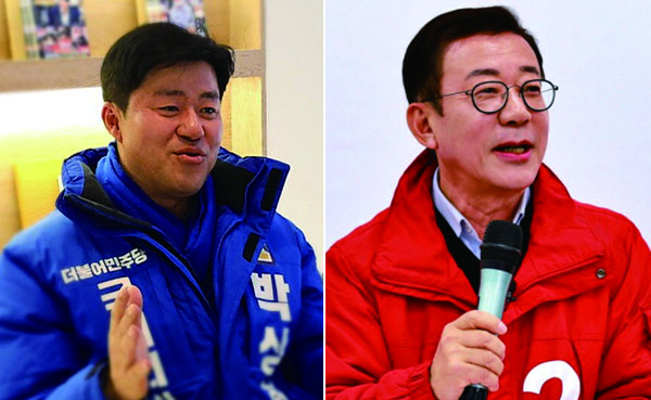 더불어민주당 김포시을 박상혁 후보가 지난 2021년 대표 발의한 '북한 철도·항공법'이 제22대 총선을 8일 앞두고 소환됐다. 사진은 김포시을 박상혁·홍철호 후보. (사진제공= 박상혁·홍철호 후보)