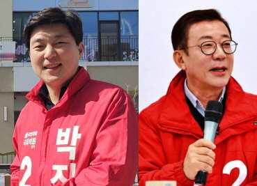 사진 우축부터 박진호, 홍철호 후보. (사진 우축부터)