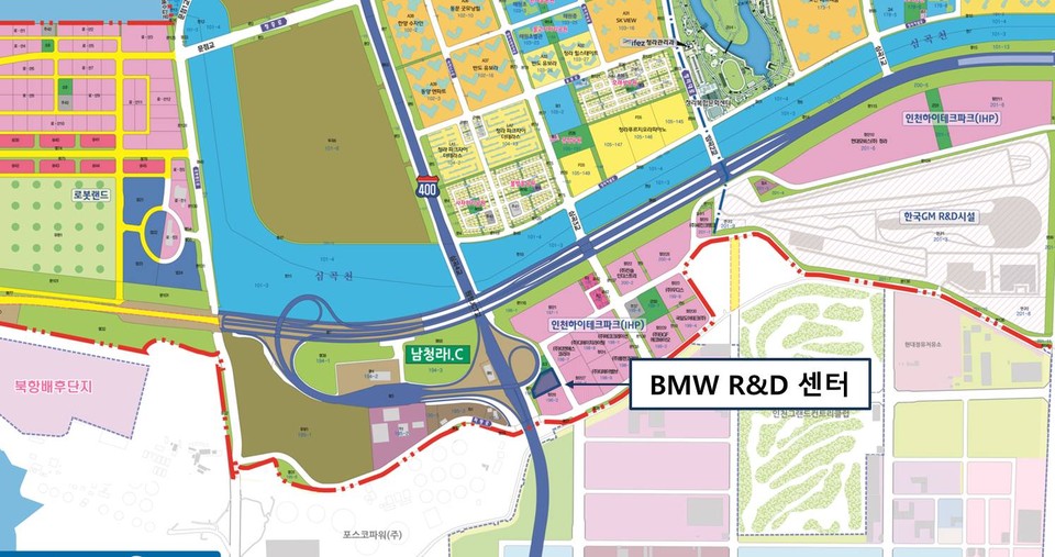 청라국제도시에 BMW 그룹 연구개발(R&D) 센터 코리아 위치도. (사진제공=인천경제청)