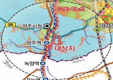경기도가 조성 추진 중인 경기테크노밸리 3곳 내 첨단산업 등 우수기업 유치 방안을 논의했다. 사진은 양주 위치도. (사진제공=경기도청)