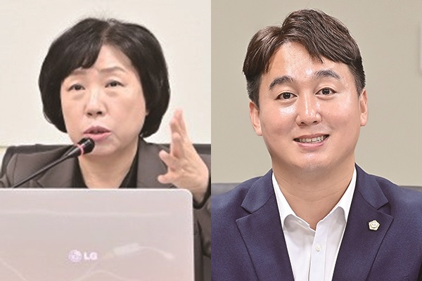 파주시의회는 13일 소속 의원들이 발의한 각종 조례안을 해당 상임위(246회 임시회)에 넘겨 심의·의결을 독려했다. 사진 왼쪽부터 박은주·손성익 의원. (사진=중앙신문DB)