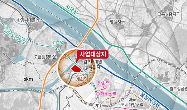 김포시가 민관합동방식으로 개발제한구역을 해제해 공공지원 민간임대주택을 공급하기 위해 고촌읍 전호리 일대에 수립한 전호지구 구역도. (사진제공=김포도시관리공사)