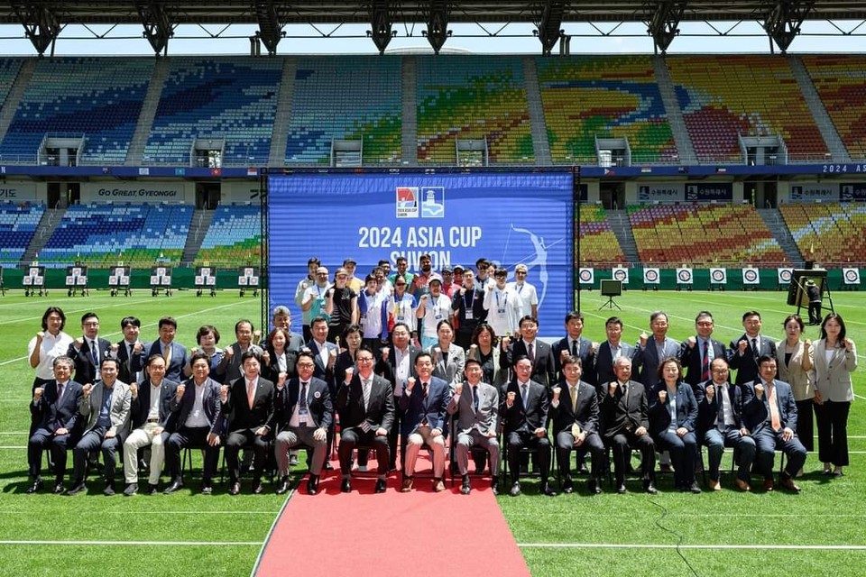 수원월드컵경기장에서 3일 시작된 아시아 신궁들의 각축장 ‘2024 아시아컵 3차 국제양궁대회’가 본격 개막했다. 이 대회는 수원에서 열리는 첫 국제양궁대회다. (사진=이재준 수원시장 페이스북)