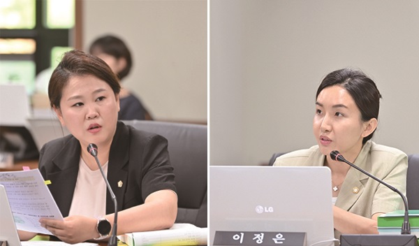 파주시의회는 20일 소속 의원들이 발의한 각종 조례안을 회기 중인 제247회 정례회 자치행정위원회에 넘겨 번안 심사를 독려했다. 사진 왼쪽부터 이진아·이정은의원. (사진=중앙신문DB)