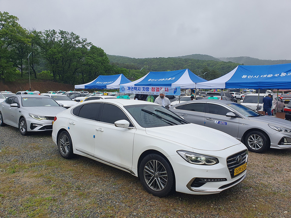 내달부터 용인특례시 택시는 지역 택시임을 명확하게 알 수 있도록 시에서 통일된 디자인을 적용한 택시 표시등을 부착하고 운행해야 한다. 사진은 외부 표시 기준을 적용한 용인특례시 운행 중형택시. (사진제공=용인시청)