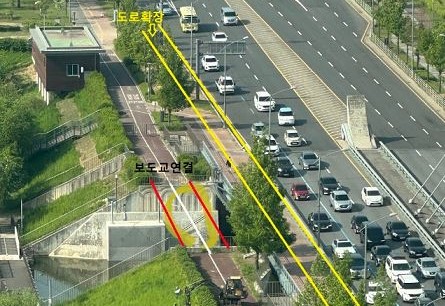 파주시는 그 동안 단절돼있던 운정호수공원 인도 연결부 측 구간(보행교)을 길이 35m, 폭 5m로 단장해 15일 개통키로 했다. (사진제공=파주시청)