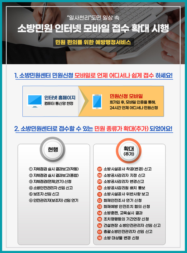 내년 1월부터 소방시설 착공 신고 등 소방건축 민원을 인터넷과 스마트폰으로 편리하게 접수할 수 있다. (사진제공=)