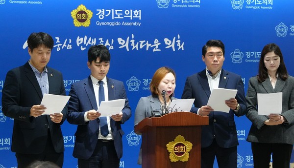 5일 오전 국민의힘의 '의사일정 전면 보이콧' 선언이 이어 열린 더불어 민주당의 기자회견 현장 (사진=순정우 기자)