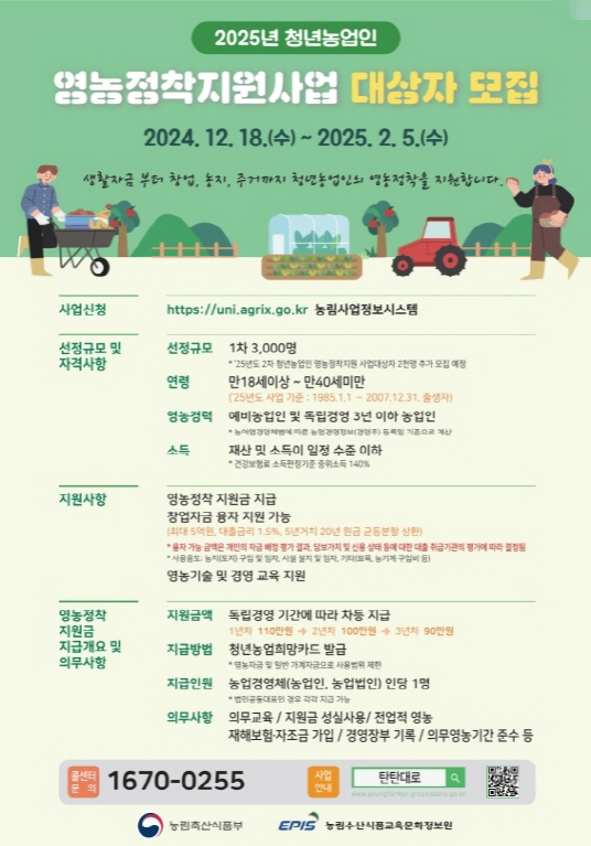 파주시, 2월 5일까지 청년농업인 영농정착지원사업 대상자 모집