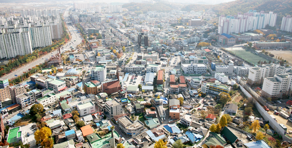 김포시 원도심 재개발정비사업이 추진되는 북변5구역이 포함된 북변동 전경. (사진제공=북변5구역 도시환경정비사업조합)