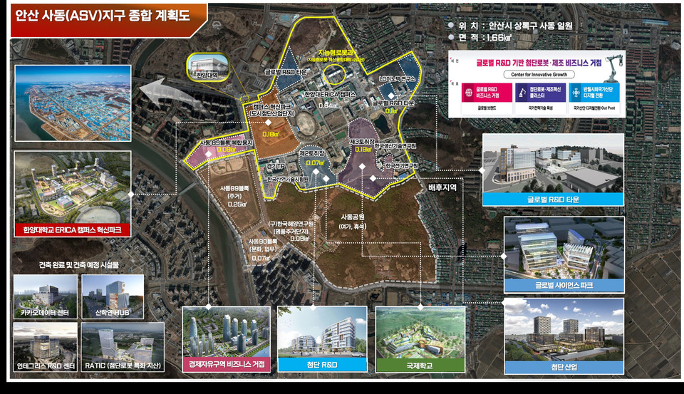 경기도는 안산ASV 지구를 경기경제자유구역으로 추가 지정하기 위해 지난 14일 산업통상자원부에 신청서를 제출했다. 사진은 안산ASV지구 종합계획도. (사진제공=경기도)