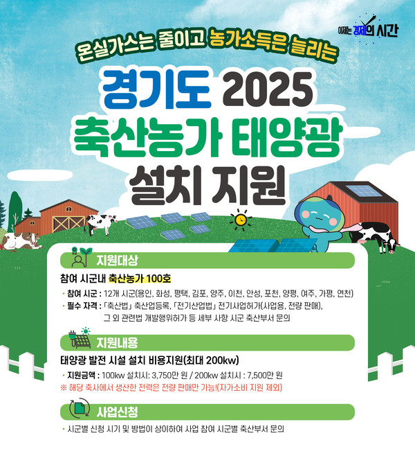 경기도가 축산농가의 지속 가능한 발전과 기후위기 적극 대응을 위해 ‘축산농가 태양광 설치 지원 신규사업’을 본격적으로 추진한다. (사진제공=경기도)