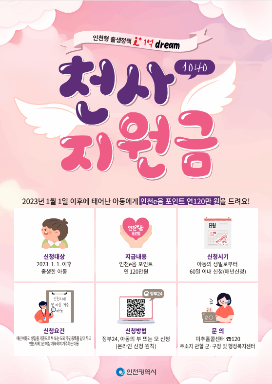 1세부터 7세까지 인천시, 천사지원금으로 든든한 양육 지원