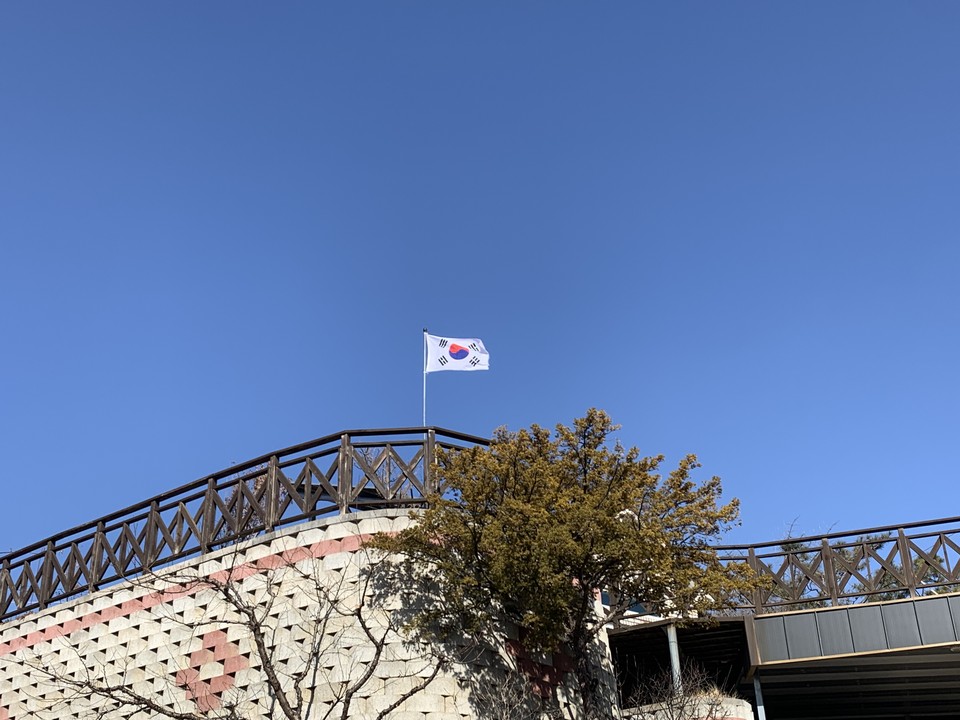 106주년 3.1절을 사흘 앞둔 26일 오후 3시10분께 동두천시 삼육사로 인근 도로변 주택가에 우리나라 태극기가 게양돼 바람에 펄럭이고 있다.(사진=오기춘 기자)