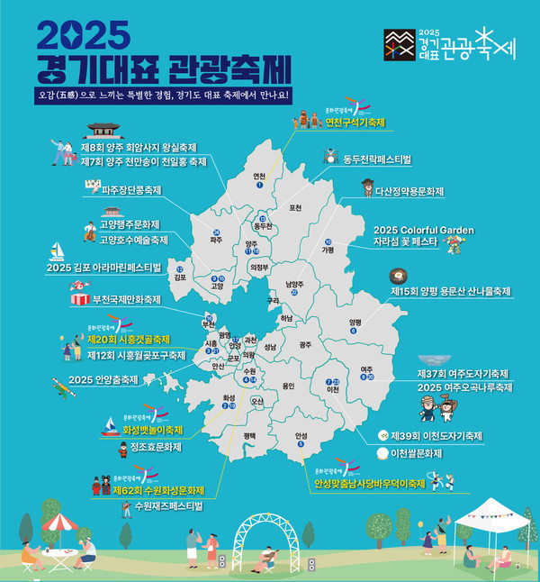 경기도가 2025년 경기대표관광축제의 성공적인 개최를 지원하기 위해 내비게이션 서비스 ‘티맵(T MAP)’을 활용한 실시간 광고를 한다고 7일 밝혔다. (사진제공=경기도)