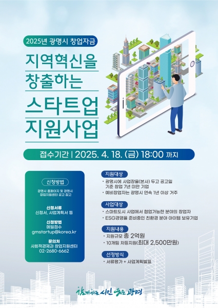 광명시, 창업기업 지원 확대…2억원 추가 지원