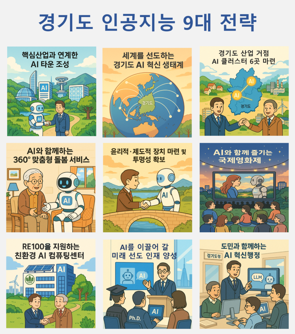 경기도가 2025년을 AI 대도약의 원년으로 삼고, ‘글로벌 AI 생태계 1등’을 목표로 한 9대 전략과 52개 주요 사업을 23일 발표했다. (사진제공=경기도)
