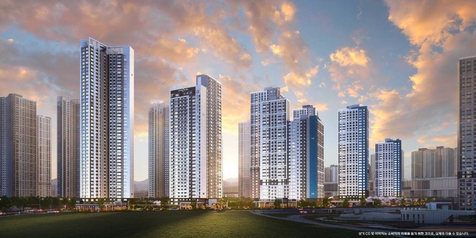 HDC현대산업개발, 현대건설, 포스코이앤씨는 오는 25일 인천 용현·학익 1블록 도시개발구역 공동 4블록에 조성하는 ‘시티오씨엘 7단지’ 견본주택을 열고 본격 분양에 나선다. 사진은 투시도. (사진제공=현대건설)
