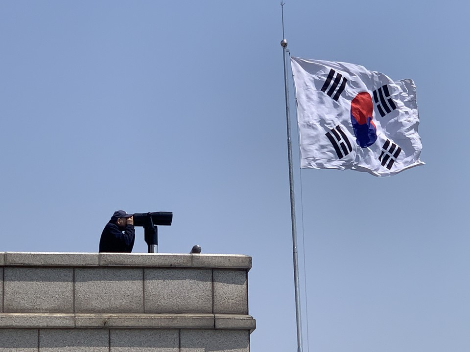 25일 오전 11시30분께 파주시 탄현면 필승로에 있는 오두산통일전망대를 사진으로 담았다. (사진=오기춘 기자)