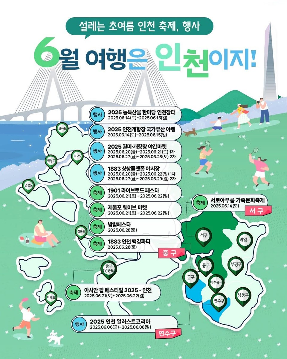 인천관광공사가 6월 한 달간 초여름 정취를 만끽할 수 있는 대규모 축제와 행사를 잇따라 개최한다. (사진=인천관광공사 SNS)