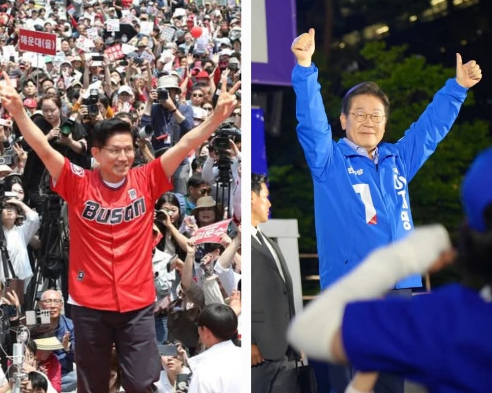 3일 오후 11시20분 현재 제21대 대통령선거 전국 개표율이 32.24%를 넘어섰다. 사진은 이재명 후보와 김문수 후보. (사진-중앙신문DB)