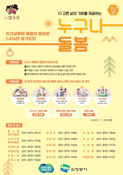 의정부시, ‘누구나돌봄서비스’ 7월부터 본격 시행