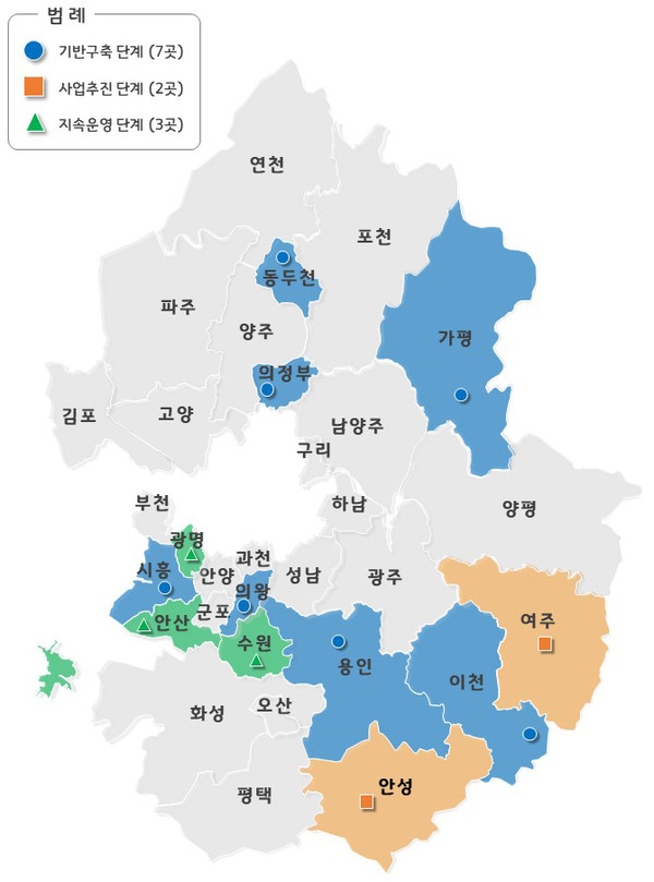 경기도가 원도심 활성화를 위한 ‘2025년 경기 더드림 재생사업’을 공모한 결과, 용인시 마북동 등 총 12곳을 최종 선정했다. (사진제공=경기도)