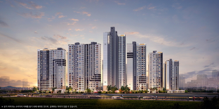 김포한강시네폴리스 일반산업단지 공동주택 용지에 KCC가 공급하는 '오퍼스 한강스웨첸' 조감도. (사진제공=KCC)