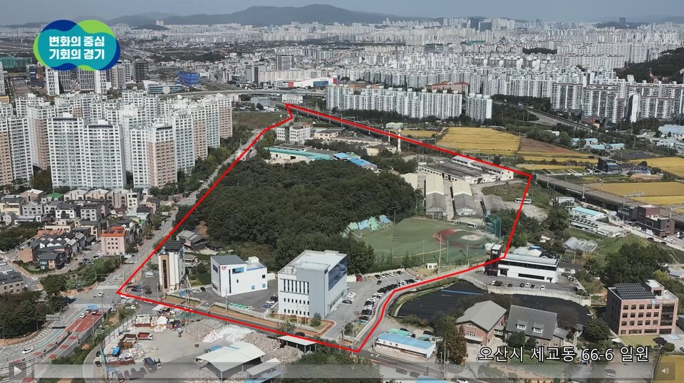 경기도가 오산시 세마2지구 도시개발사업의 실시계획을 25일자로 인가하면서, 총 16만㎡ 규모의 복합 도시개발이 본격화된다.  사진은 사업 위치도. (사진제공=경기도)