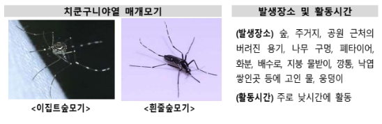 질병관리청이 해외에서 유행 중인 치쿤구니야열의 국내 유입 가능성에 대비해 방역 대응체계를 점검하고, 여행객과 의료기관에 예방과 주의를 당부했다. 올해 7월까지 국내에서 보고된 치쿤구니야열 환자는 1명이며, 2013년 이후 누적 유입 환자 수는 총 71명으로 집계됐다. 모두 해외에서 감염돼 입국한 사례다. (사진제공=질병청)