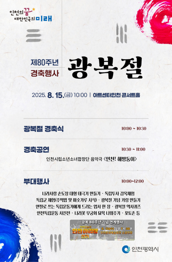 광복 80주년 인천서 펼쳐지는 역사와 미래의 빛나는 축제