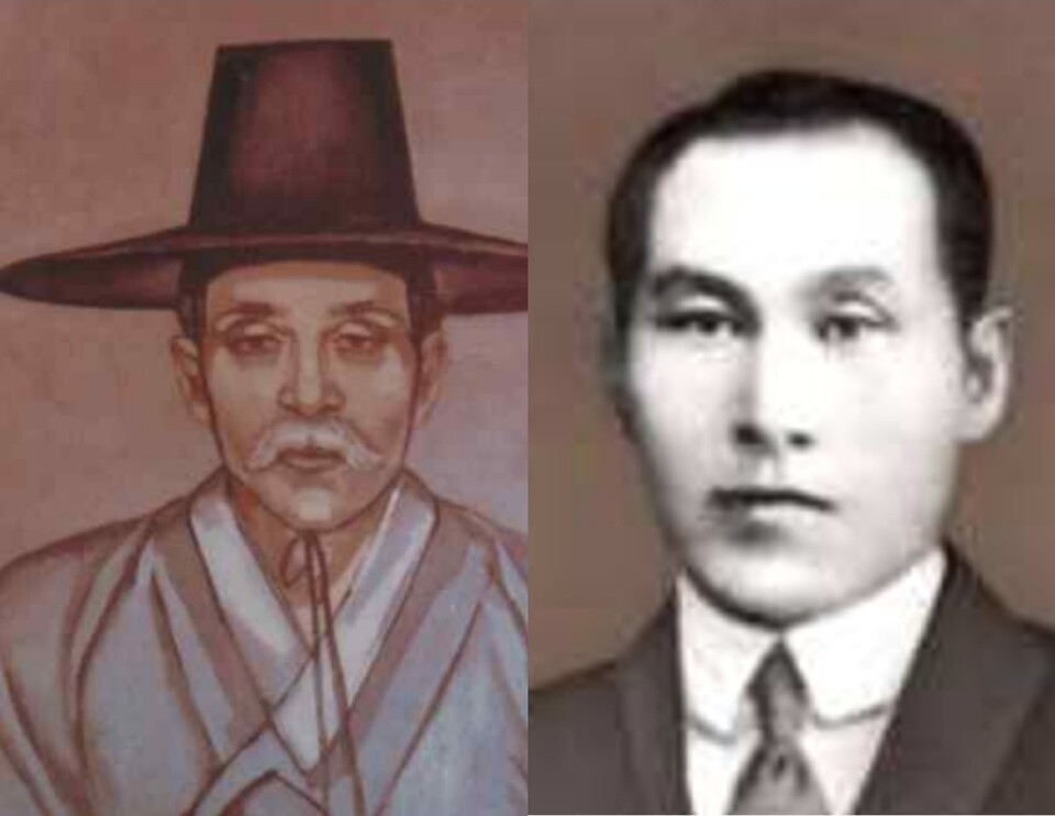 경기도가 광복 80주년을 맞아 국외 거주 독립유공자 후손들을 초청, 광복절 경축식을 함께한다. 사진 왼쪽 왕산 허위 선생과 오른쪽 계봉우 선생. (사진제공=경기도)