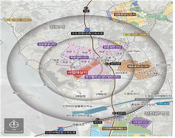 인천도시공사가 검단2일반산업단지 개발사업의 실시계획 승인을 받아 환경산업 특화 거점지구 조성에 본격 착수한다. 사진은 검단2일반산업단지 특구개발사업 위치도. (사진제공= 인천도시공사)