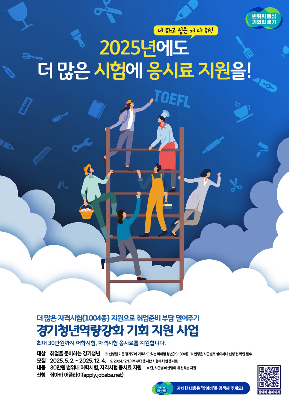 경기도가 미취업 청년의 취업 준비 부담을 덜기 위해 어학·자격시험 응시료를 최대 30만원까지 지원하는 ‘경기청년 역량강화 기회지원’ 사업 참여자를 추가 모집한다. (사진제공=경기도)
