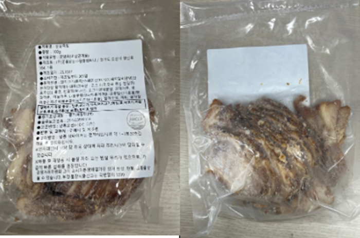 식품의약품안전처가 21일 오산시 소재 A식육가공업체가 제조·판매한 순살족발(양념육)에서 식중독균인 '리스테리아 모노싸이토제네스'가 검출돼 판매를 중단하고 전량 회수 조치했다. (사진제공=식약처)
