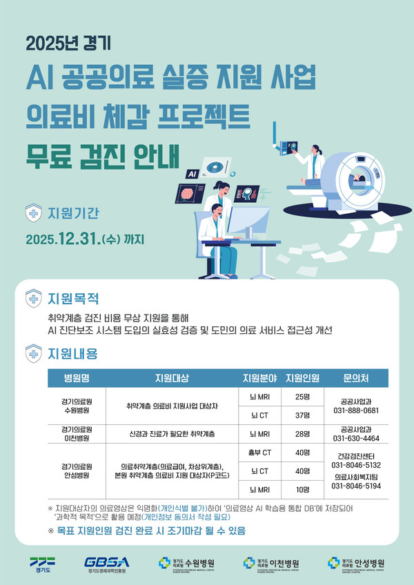 경기도와 경기도경제과학진흥원이 취약계층의 의료비 부담을 낮추고 공공의료 서비스 품질을 높이기 위해 인공지능(AI) 기술을 활용한 ‘의료비 체감 프로젝트’를 추진한다. (사진제공=경기도)