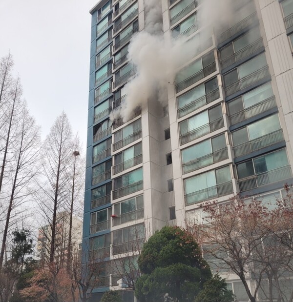 10일 오후 1시50분께 고양시 일산동구 백석동의 아파트 8층에서 불이 났다. (사진제공=경기도북부소방재난본부)