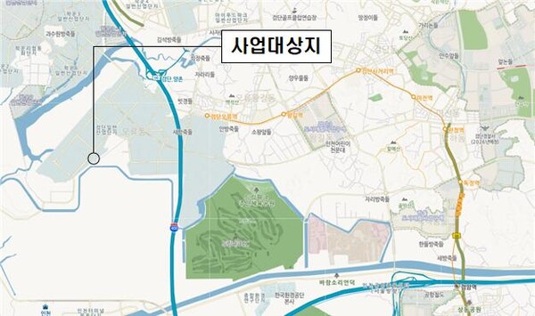 인천시가 서구 검단지역 대중교통 수요 증가에 대응하기 위해 버스공영차고지를 준공하며 안정적인 노선 운영 기반을 마련했다. 사진은 위치도. (사진제공=인천시)