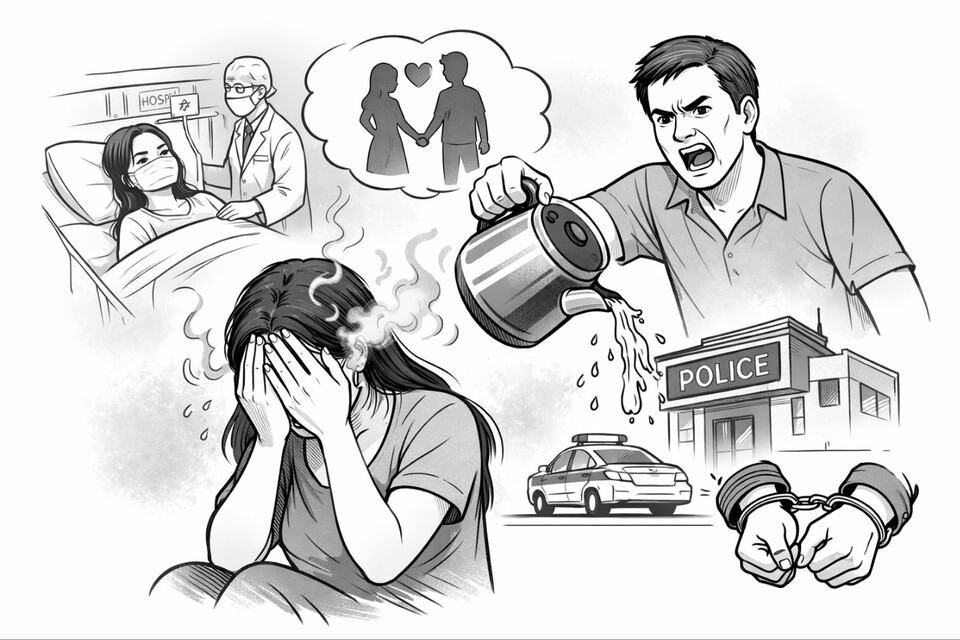 의정부 자택에서 태국인 아내에게 끓는 물을 부어 중상을 입힌 40대 남성이 구속 상태로 검찰에 넘겨졌다. 사진은 기사 이해를 돕기 위한 AI 생성 이미지.