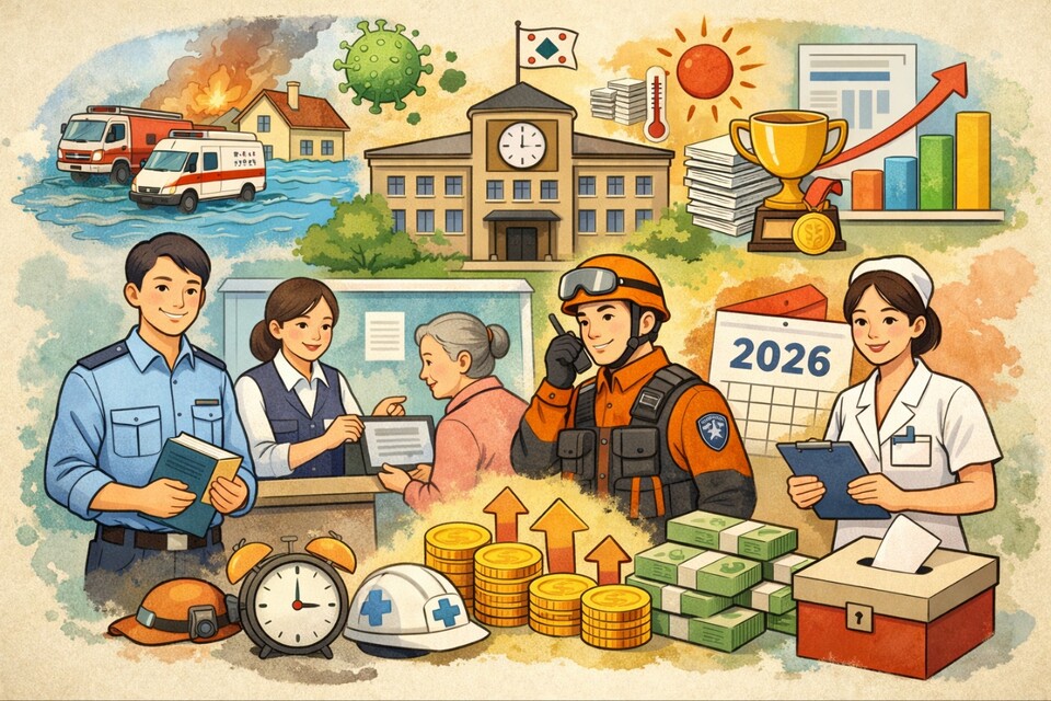 정부가 2026년 지방공무원 보수를 평균 3.5% 인상하고, 재난·민원·의료 등 현장 실무직을 중심으로 수당 체계를 개편한다. 저연차 공무원과 격무·위험 업무 종사자의 처우를 개선하는 한편, 성과가 우수한 공무원에 대한 보상도 강화한다는 방침이다. 사진은 기사 이해를 돕기 위한 AI 생성 이미지.