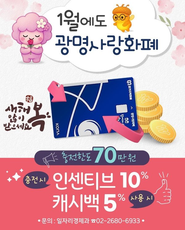 광명시, 병오년 새해에도 지역경제 최우선… 1월 광명사랑화폐 인센티브 최대 7만 원에 캐시백까지 (광명시 제공)