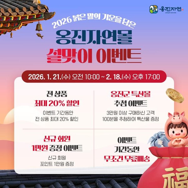 인천 옹진군이 설 명절을 맞아 옹진자연몰 전 상품 20% 할인과 무료배송, 신규회원 할인쿠폰과 경품 이벤트를 마련해 지역 농·수산물 소비 활성화에 나섰다. (사진제공=옹진군)