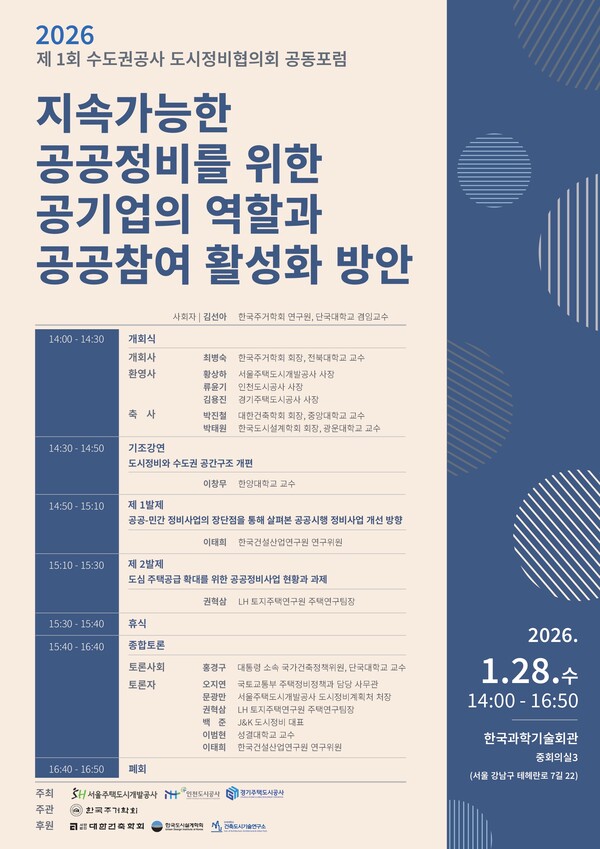 수도권 3개 공사가 공동포럼을 열고 지속가능한 공공정비 실현을 위한 공기업 역할 강화와 제도개선 방안을 집중 논의한다. (사진제공=