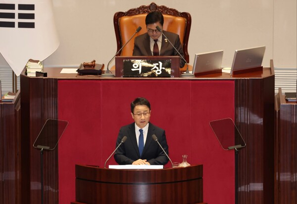 한병도 더불어민주당 원내대표는 3일 국회 교섭단체 대표연설에서 “이재명 정부의 성공이 곧 국민의 성공”이라며 내란 종식과 민생 회복, 검찰·사법개혁 완수를 민주당의 핵심 과제로 제시했다. (사진=한병도 원내대표 페이스북)