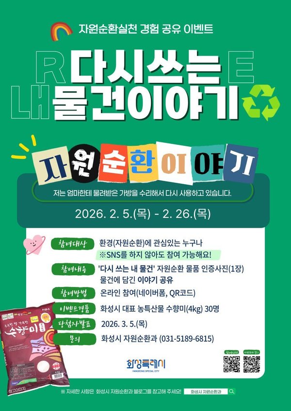 화성특례시, 시민 참여형 자원순환 캠페인 '다시쓰는 내 물건 이야기'운영 (화성시 제공)