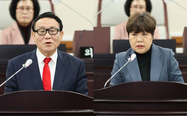 11일 열린 제290회 임시회 제2차 본회의에서 이영복 의원과 윤재실 의원이 의정자유발언을 통해 각각 정책 개선을 요구했다. (사진제공=동구의회)
