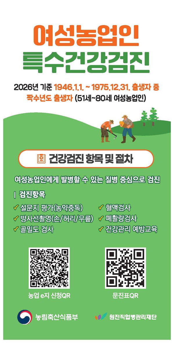 옹진군이 올해 처음으로 여성농업인의 건강권 보호를 위한 ‘여성농업인 특수건강검진사업’을 본격 시행한다. (사진제공=옹진군)