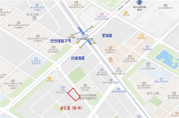  수도권광역급행철도(GTX)-B 노선 운영을 총괄할 본사가 인천 송도국제도시에 들어선다. 사진은 위치도. (사진제공=인천시)